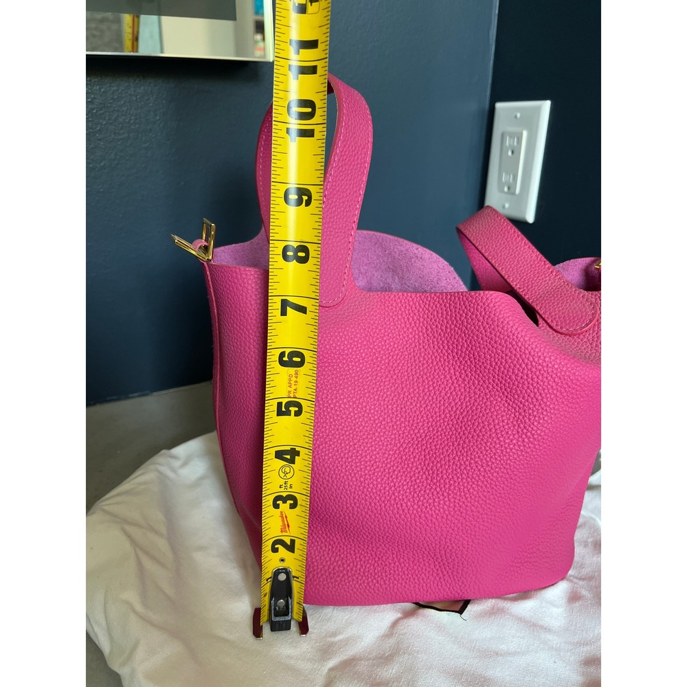 Genuine Leather Hot Pink Bucket Bag Luxury Style Tote Handbag Boho Chic NEW - Picture 10 of 12